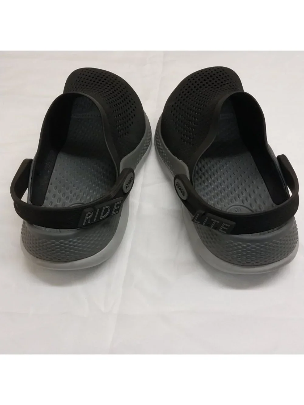 Men's Size 9 Crocs LiteRide Clogs Black/Gray Lightweight Slip-On Sandals